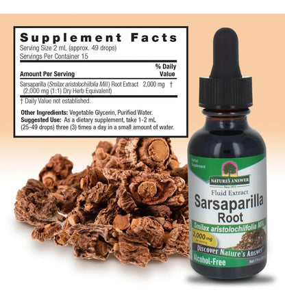 Extracto de Sarsaparrilla 2000mg de Nature's Answer | Ayuda en el mantenimiento de niveles saludables de energía y el bienestar digestivo | Gotero de 30ml
