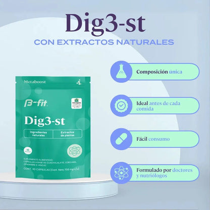 Cúrcuma Dig3-ST B-fit | Apoya metabolismo digestivo, confort abdominal | 90 cápsulas