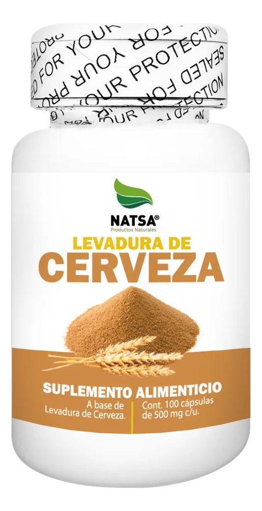 Levadura de Cerveza 500 mg Natsa | Apoya el sistema digestivo y microbiota intestinal | 100 cápsulas
