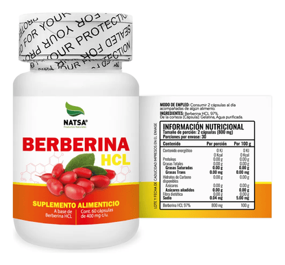 Berberina HCL | NATSA | Apoyo Metabólico y Control de Azúcar | 60 cápsulas