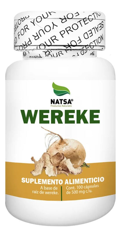 Raíz de Wereke 500 mg Natsa | Contribuye al equilibrio natural de los niveles de glucosa | 100 cápsulas