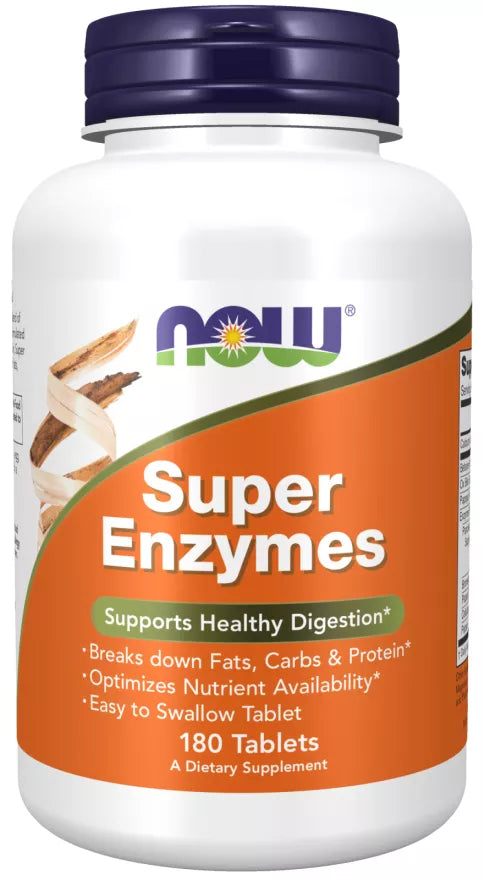 Mezcla de Enzimas Digestivas con Bromelina, Bilis de Buey, Pancreatina y Papaína de NOW Foods | Enzimas para la Absorción de Nutrientes y Apoyo Digestivo | 180 Cápsulas Vegetales