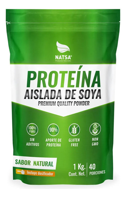 Proteína de Soya Aislada Natsa |  Favorece el mantenimiento de la masa muscular | Polvo 1 kg sabor natural