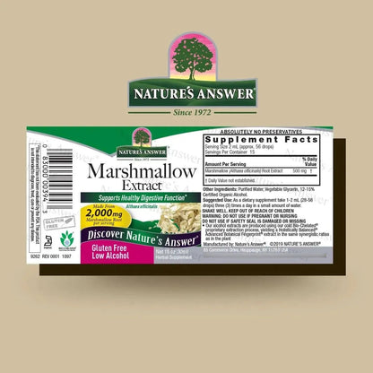 Raíz de malvavisco 2000mg de Nature's Answer | Propiedades naturales que actúan como calmantes y beneficios para el sistema digestivo | Gotero de 30ml