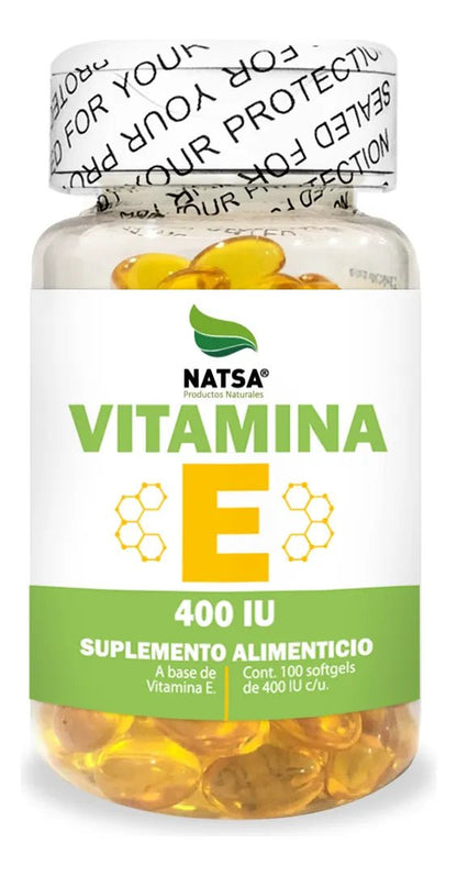 Vitamina E 400 IU  Natsa | Complementa rutinas de bienestar antioxidante  | 100 cápsulas blandas