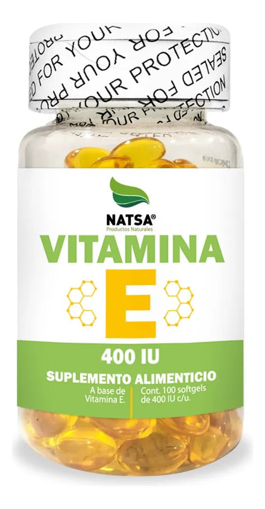 Vitamina E 400 IU  Natsa | Complementa rutinas de bienestar antioxidante  | 100 cápsulas blandas