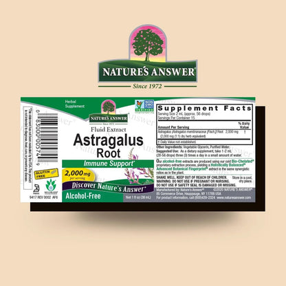 Raíz de Astrágalo 2000mg de  Nature's Answer |  Refuerza las defensas y apoya el cuerpo en momentos de fatiga | Gotero de 30ml