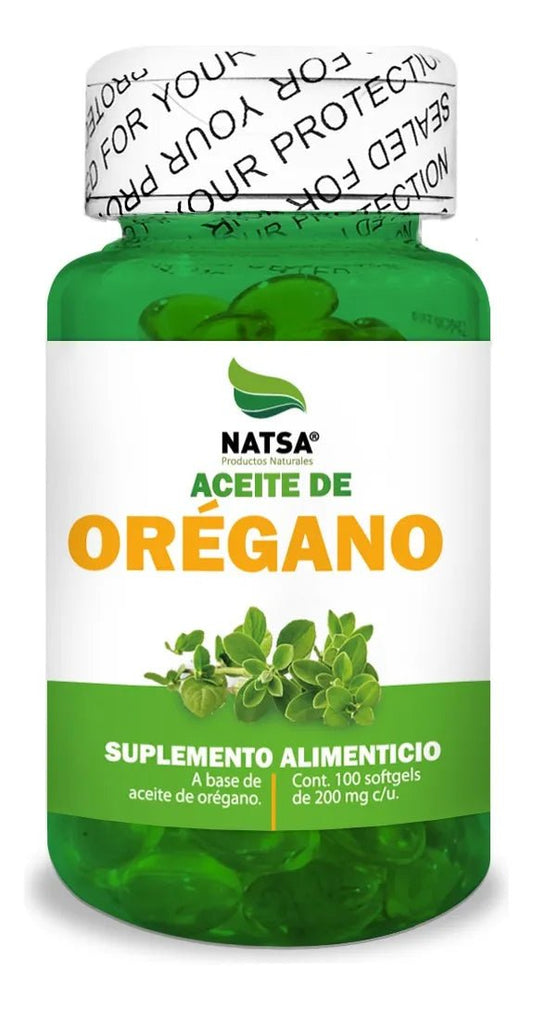 Aceite de orégano 200 mg de Natsa | Aporta propiedades antimicrobianas y antifúngicas, inmune  | 100 cápsulas
