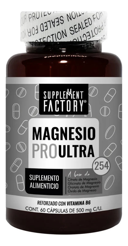 Magnesio PRO Ultra de Supplement Factory | Favorece la relajación muscular y el descanso, huesos y articulaciones  | 60 cápsulas