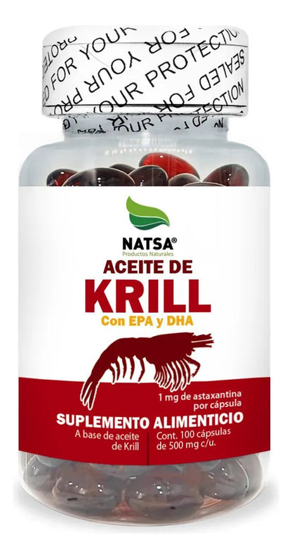 Aceite de krill con EPA y DHA de NATSA | Función Cardiovascular | 100 cápsulas blandas