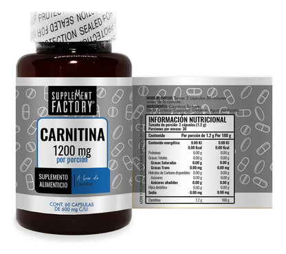 Carnitina 1200 mg de Supplement Factory | Energía celular  | 60 cápsulas