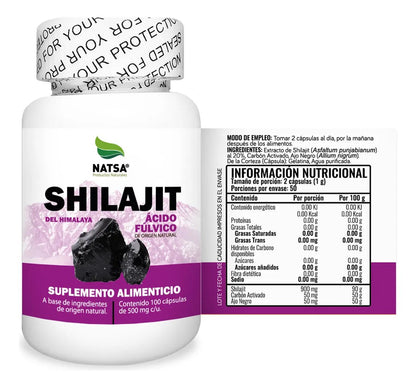 Shilajit del Himalaya, Ácido Fúlvico Natsa | Promueve un envejecimiento activo y funcional | 100 cápsulas