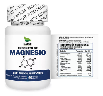 Natsa | Treonato de magnesio 1000 mg | Función Cognitiva | 60 cápsulas