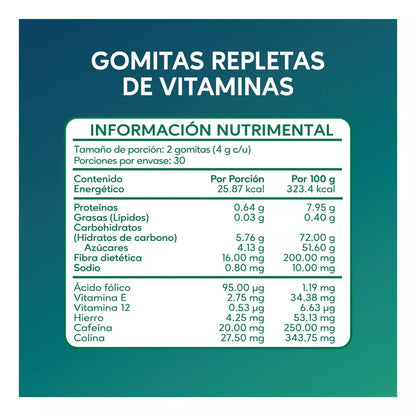 Extracto de Té Verde  Vitaminas y Minerales 4g Neuro Focus Nootrópico de Súluu | Promueve la función cognitiva, contribuyendo a la concentración y la memoria | 240g en 60 gomitas sabor Limón - Jengibre
