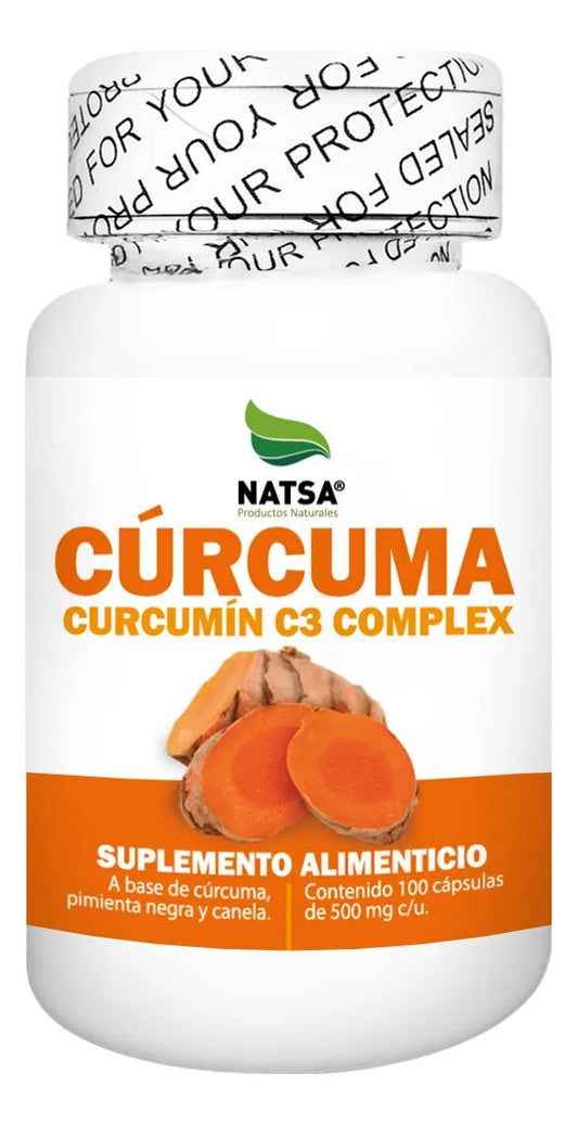 Cúrcuma Curcumín C3 Complex 500 mg NATSA | Apoya el bienestar digestivo, antioxidante | 100 cápsulas