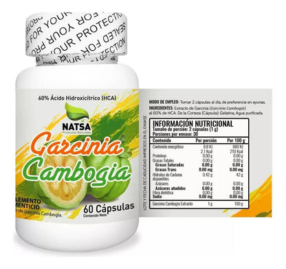 Garcinia de Camboia 1000 mg de natsa | Control del peso | 60 Cápsulas