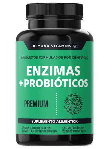 Proteasa, Lactasa, Lipasa, Bromelina, Papaína | Enzimas con probióticos y prebióticos de Beyond Vitamins  | 60 cápsulas veganas