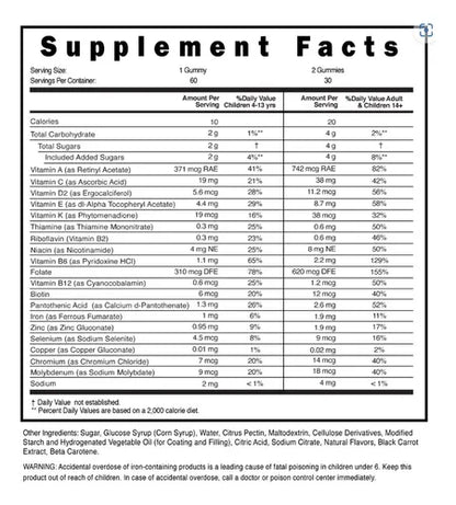 Multivitamínico Infantil con Vitaminas A, C, D, Zinc, Biotina de Humble - Better Bears | Apoyo Inmunológico y Energía | 60 Gomitas
