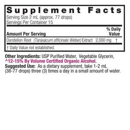 Extracto de Raíz de Diente de León 1350mg por porción de Nature's Answer | Apoya la función hepática y desintoxicante, Reforzando el Bienestar General | Gotero de 60ml