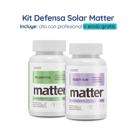 KIT de Suplementación Defensa Solar Matter | Buddy Sun NutroxSun, Astaxantina y Genisteína + Megantiox Fórmula Exclusiva con ALA, I3C, NAC, Vitamina C, Vitamina E, Selenio y Glicina 860mg