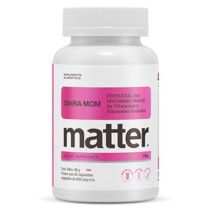 Multivitamínico prenatal Diaria Mom Matter | Nutrición prenatal, contribuye al desarrollo celular | 60 cápsulas