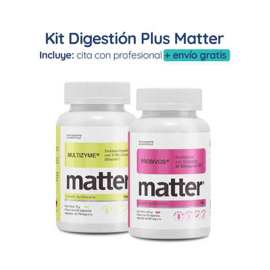 Kit de Suplementación Digestión Plus Matter | Probivos Probióticos Glutamina 50 Billones de UFC + Multizime 750 mg Enzimas Digestivas con TCM y Cúrcuma