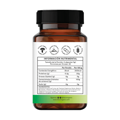 Digestive Blend de Lalun | Extracto Orgánico de Triphala, Cúrcuma y Jenjibre  | 60 Cápsulas
