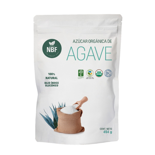 Azúcar de Agave Orgánica 100% Natural de NBF | Endulzante natural de bajo Índice Glucémico | Polvo de 454 g