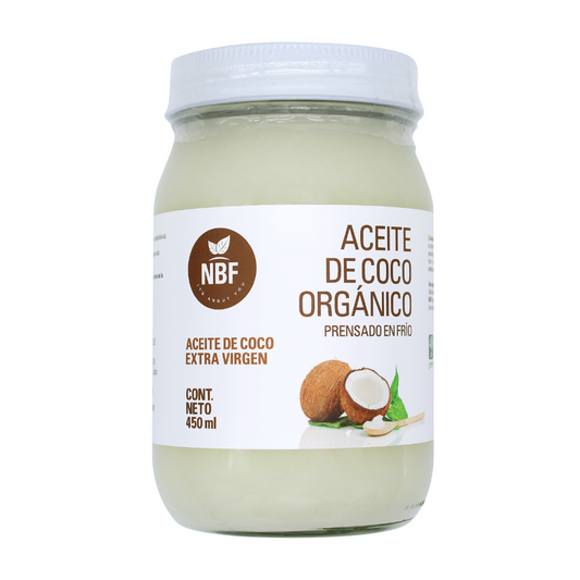 Aceite de Coco Orgánico Extra Virgen de NBF | Prensado en Frío - Hidratante Natural para la Piel | Aceite de 450ml