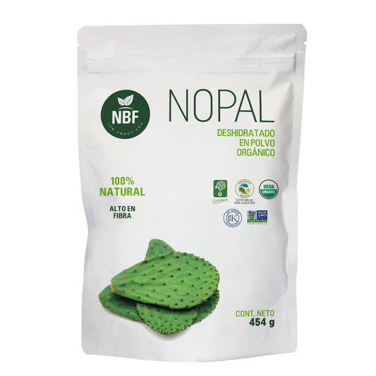 Nopal Orgánico Deshidratado en Polvo de NBF | Alto en fibra - Bienestar Digestivo - Ritmo evacuatorio | Polvo de 454g