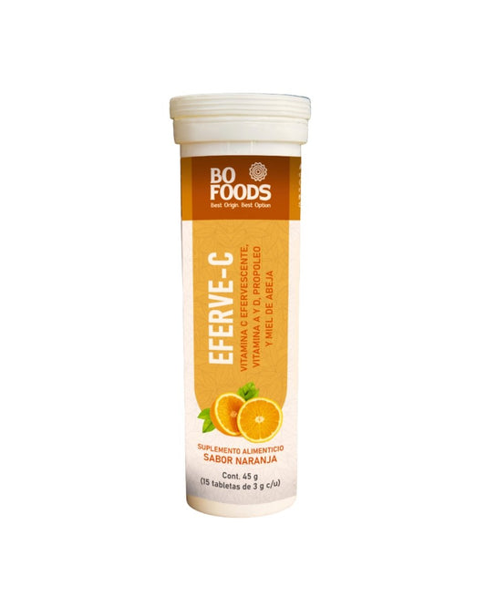 Vitamina C, A y D3 + propóleo y miel | Eferve - C de Bo Foods | Duo de 18 tabletas