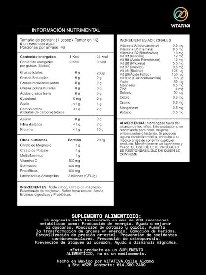 Citrato de Magnesio y Potasio, Multivitaminas y Minerales con Probióticos de Vitativa Elemental Kids - Nutrición infantil | Apoyo Inmunológico | Presentación de 200g de diferentes sabores