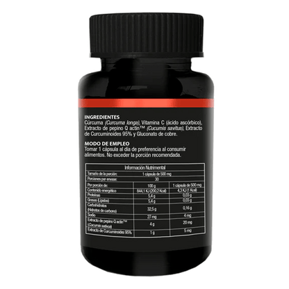 Cúrcuma + Vitamina C + Cobre 500mg de Natural Wisdom |  Apoya la función articular, proporciona efectos antioxidantes y promueve una mejor movilidad | 30 Cápsulas Vegetales