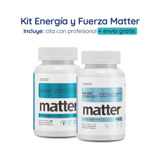 Kit de Suplementación Energía y Fuerza Matter | Magno Complex Bisglicinato de Magnesio Quelado y Óxido de Magnesio+ Besties Complejo B con Metil Folato (Quatrefolic®) y Vitamina B12