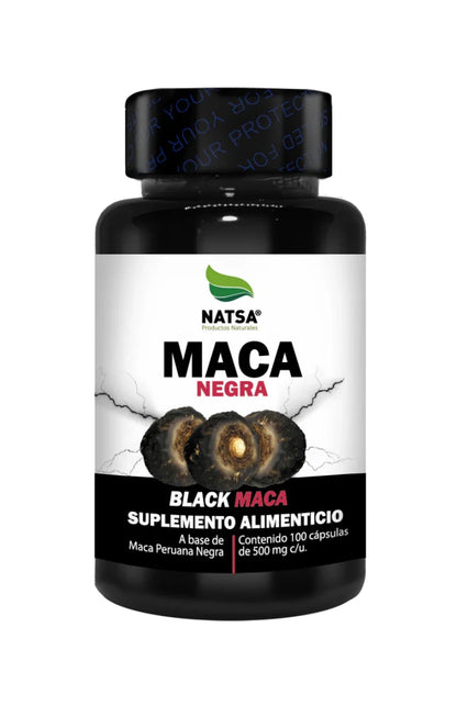 Maca Negra 500 mg NATSA | Apoya el rendimiento físico y mental  | 100 cápsulas