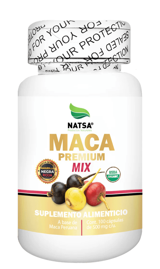 Maca Premium de Natsa | Mezcla de Maca Amarilla, Roja Y Negra | 60 Cápsulas