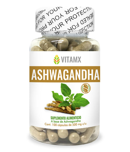 Ashwagandha 500mg | VitaMX | Apoyo para el Manejo del Estrés y Bienestar General | 100 Cápsulas