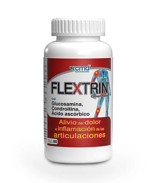 Glucosamina 300 mg + Condroitina 200 mg + Acido Ascórbico 25 mg de CMD - DUO: FLEXTRIN | Alivio del Dolor e Inflamación de las Articulaciones  | 60 cápsulas vegetales