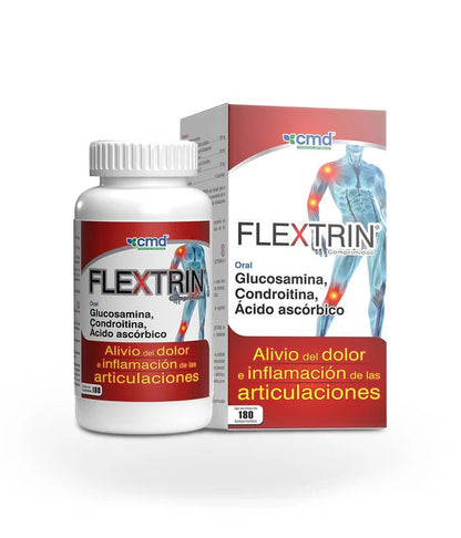 Glucosamina 300 mg + Condroitina 200 mg + Acido Ascórbico 25 mg de CMD - DUO: FLEXTRIN | Alivio del Dolor e Inflamación de las Articulaciones  | 60 cápsulas vegetales
