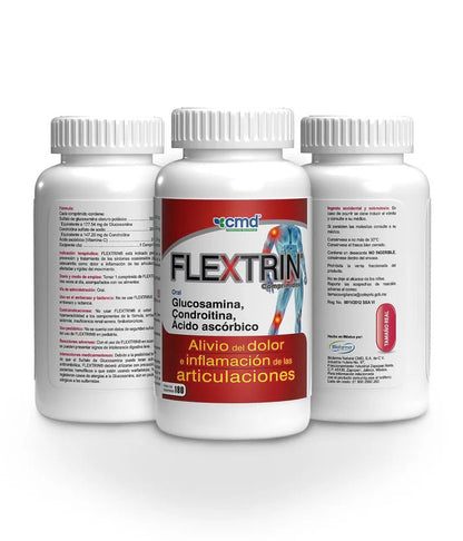 Glucosamina 300 mg + Condroitina 200 mg + Acido Ascórbico 25 mg de CMD - DUO: FLEXTRIN | Alivio del Dolor e Inflamación de las Articulaciones  | 60 cápsulas vegetales