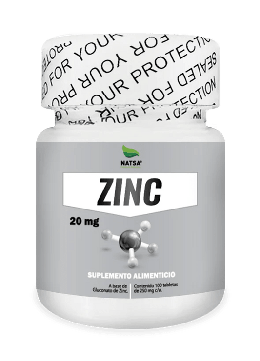 Zinc 20 mg Natsa | Contribuye al funcionamiento del sistema inmune | 100 tabletas