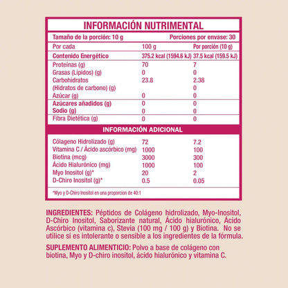 Péptidos Bioactivos de Colágeno Hidrolizado Myo y D Chiro Inositol, Biotina, Ácido Hialurónico y Vitamina C | VALARA GLOWiN | 300 g