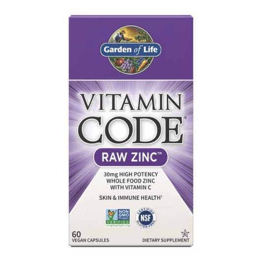 Zinc y Vitamina C Vitamin Code Raw de Garden of Life | Antioxidantes Naturales | 60 cápsulas