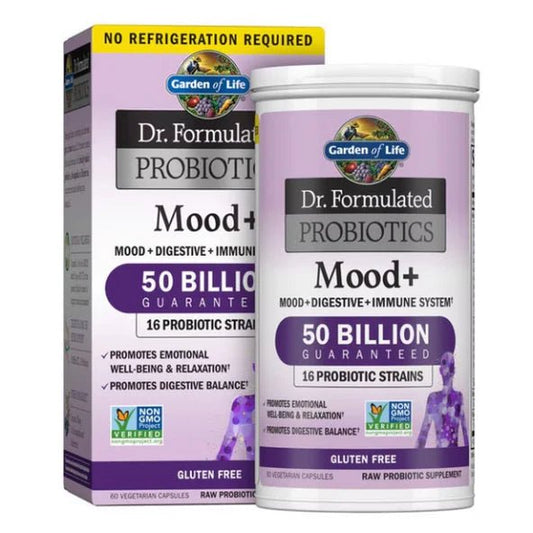 Mood+ Probióticos 50B CFU de Garden of Life | Equilibrio emocional y bienestar mental  | 60 cápsulas