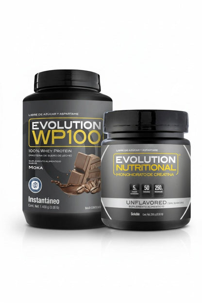 Proteína whey WP100 + Creatina Monohidratada | Kit energía y fuerza Evolution Real | 250g y 1400 g