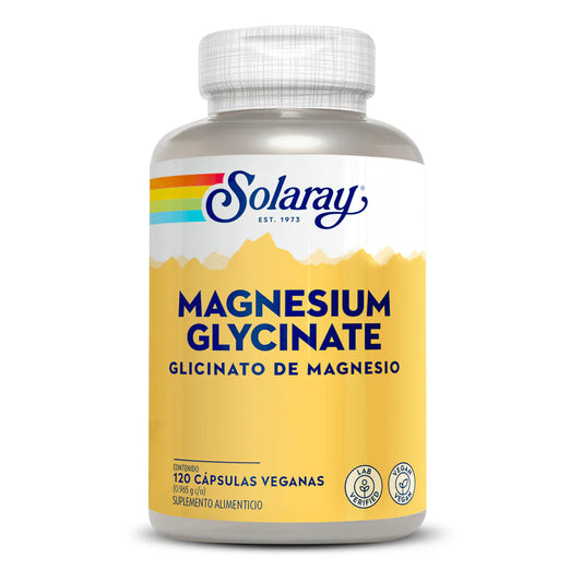 Glicinato de Magnesio 350mg de Solaray | Relajación muscular, sueño reparador y reducción del estrés | 120 cápsulas veganas