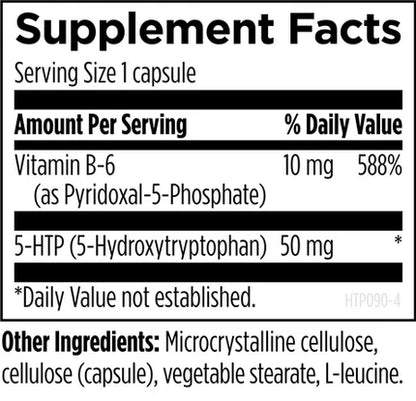 5-HTP Sinergia 50mg + Vitamina B6 de Designs for Health | Apoyo para la relajación y evitar el estrés | 90 Cápsulas Vegetales