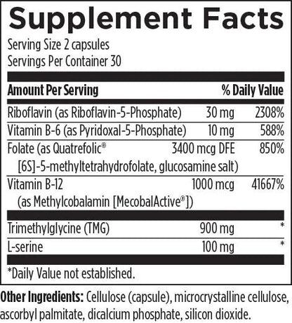 Homocisteína Suprema™ + Vitaminas del Complejo B de Designs for Health | Apoyo Cardiovascular y Metabólico | 60 cápsulas Vegetales
