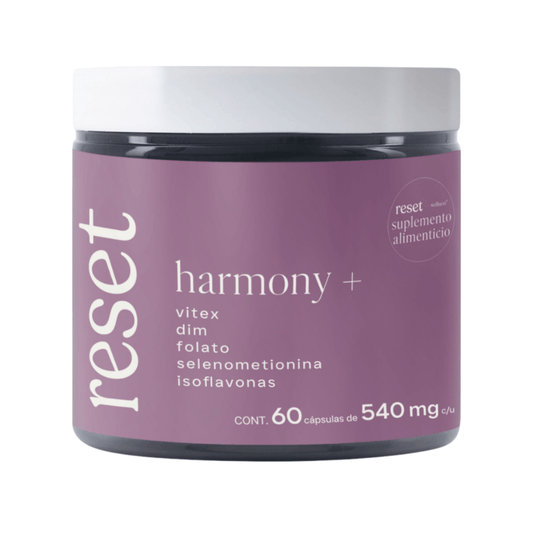 Vitex Agnus Castus, DIM, isoflavonas de soya, selenio y vitamina B9 | Harmony+ de Reset | 90 Cápsulas