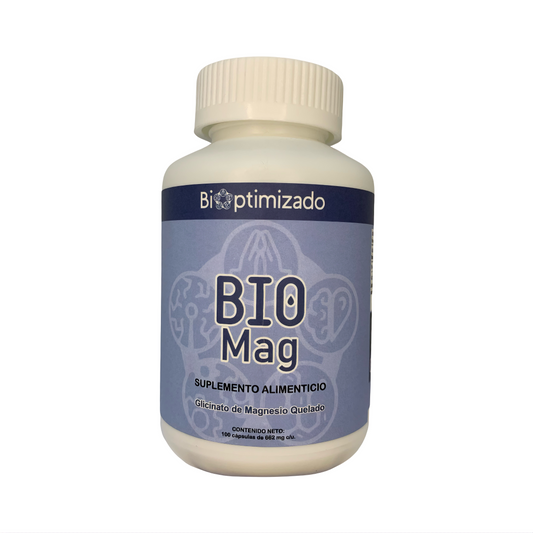 Glicinato de Magnesio Quelado 662mg BioMag de Bioptimizado | Promueve la función muscular y Ósea, como asi también el Sueño y Buen Descanso | 100 cápsulas vegetales